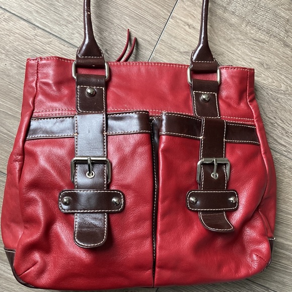 Luce Dark Red & Brown SUPER SOFT Genuine Leather Large Handbag - Picture 3 of 14